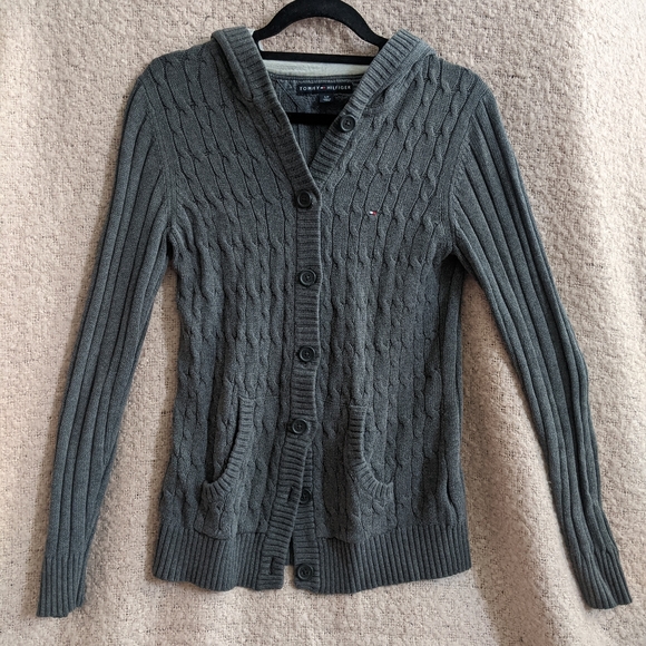 Grey Knitted Button Up Sweater - Picture 1 of 3